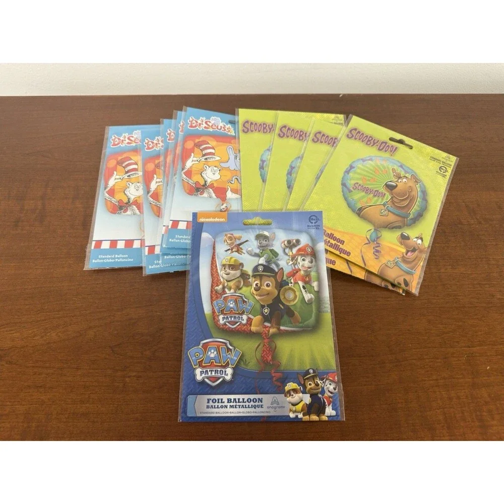 Lot of 10 Paw Patrol, Scooby Doo And Dr. Seuss Balloons.